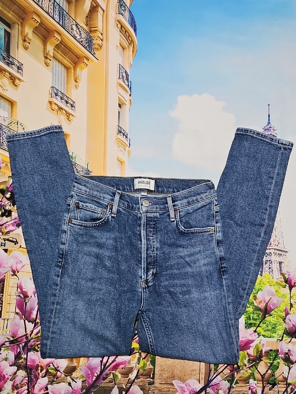 Agolde Los Angeles Distressed Classic 5 Button Blue Denim Jeans Size 26 - Picture 1 of 6